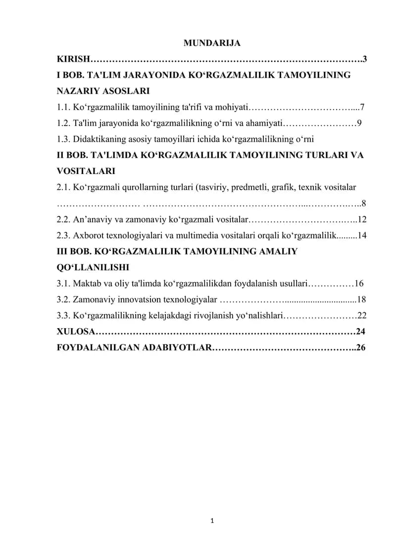 TA'LIM JARAYONIDA KO‘RGAZMALILIK TAMOYILINING NAZARIY ASOSLARI