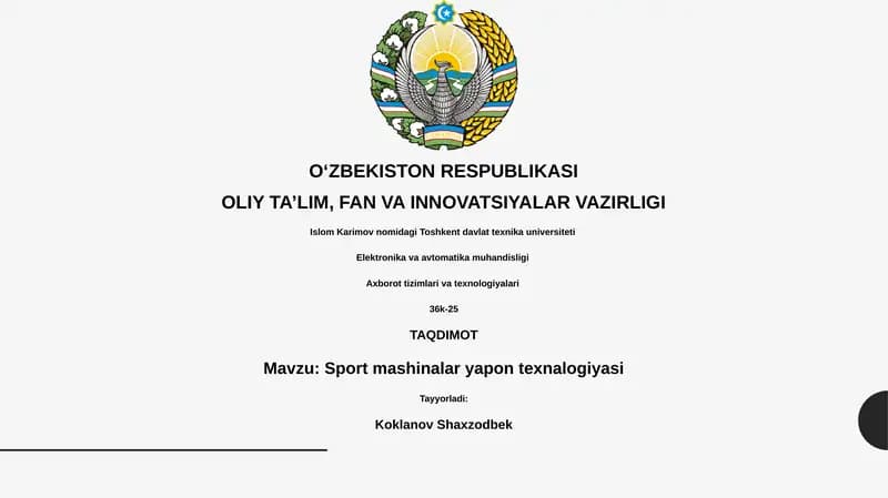 Sport mashinalar yapon texnalogiyasi