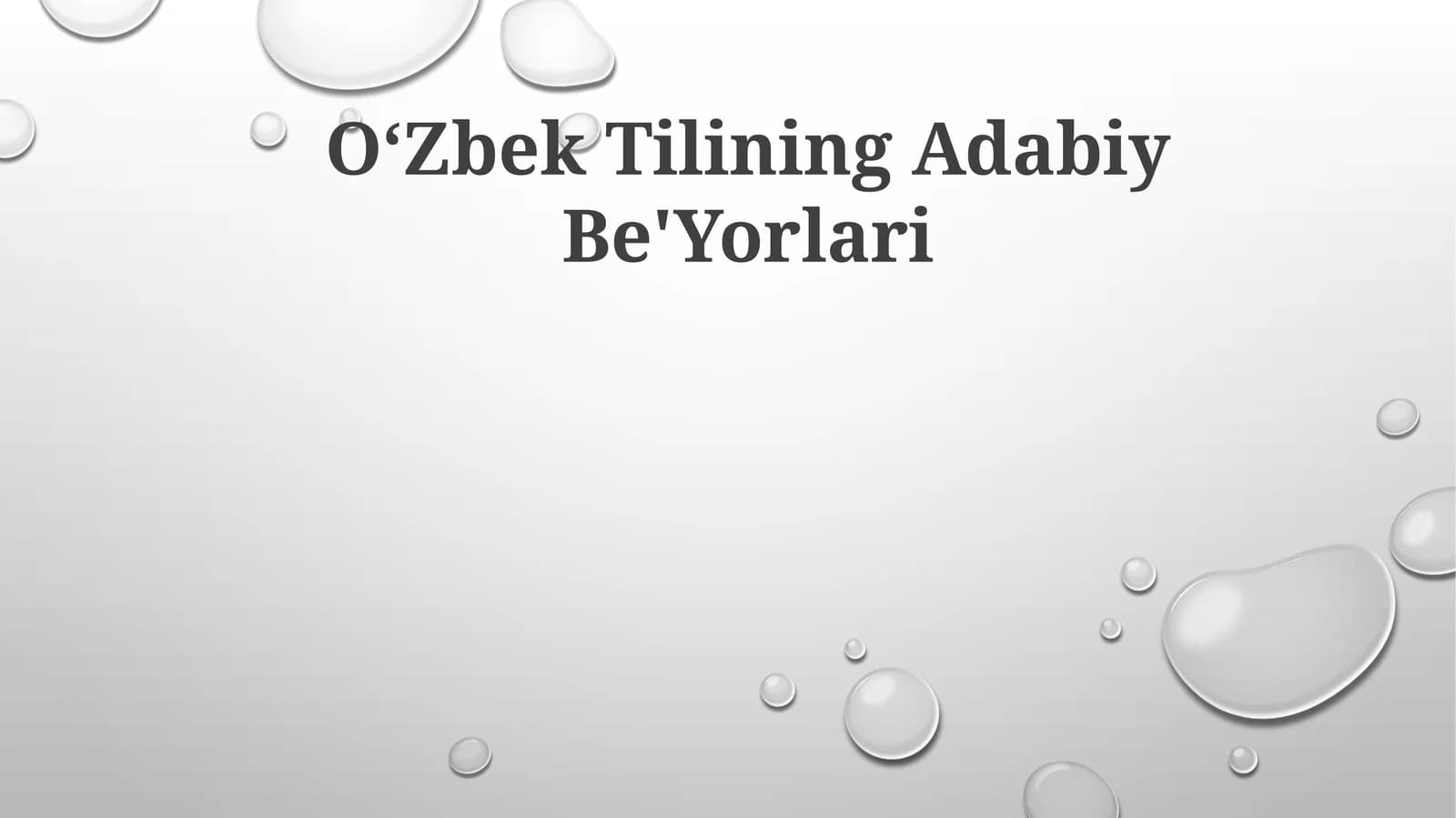 Oʻzbek Tilining Adabiy Be'Yorlari