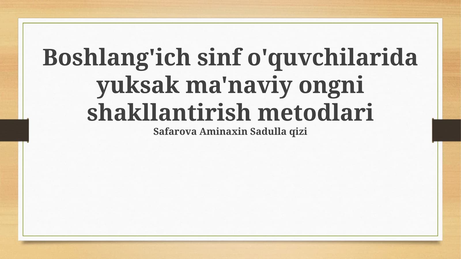Yuksak ma'naviy ongni shakllantirish metodlari
