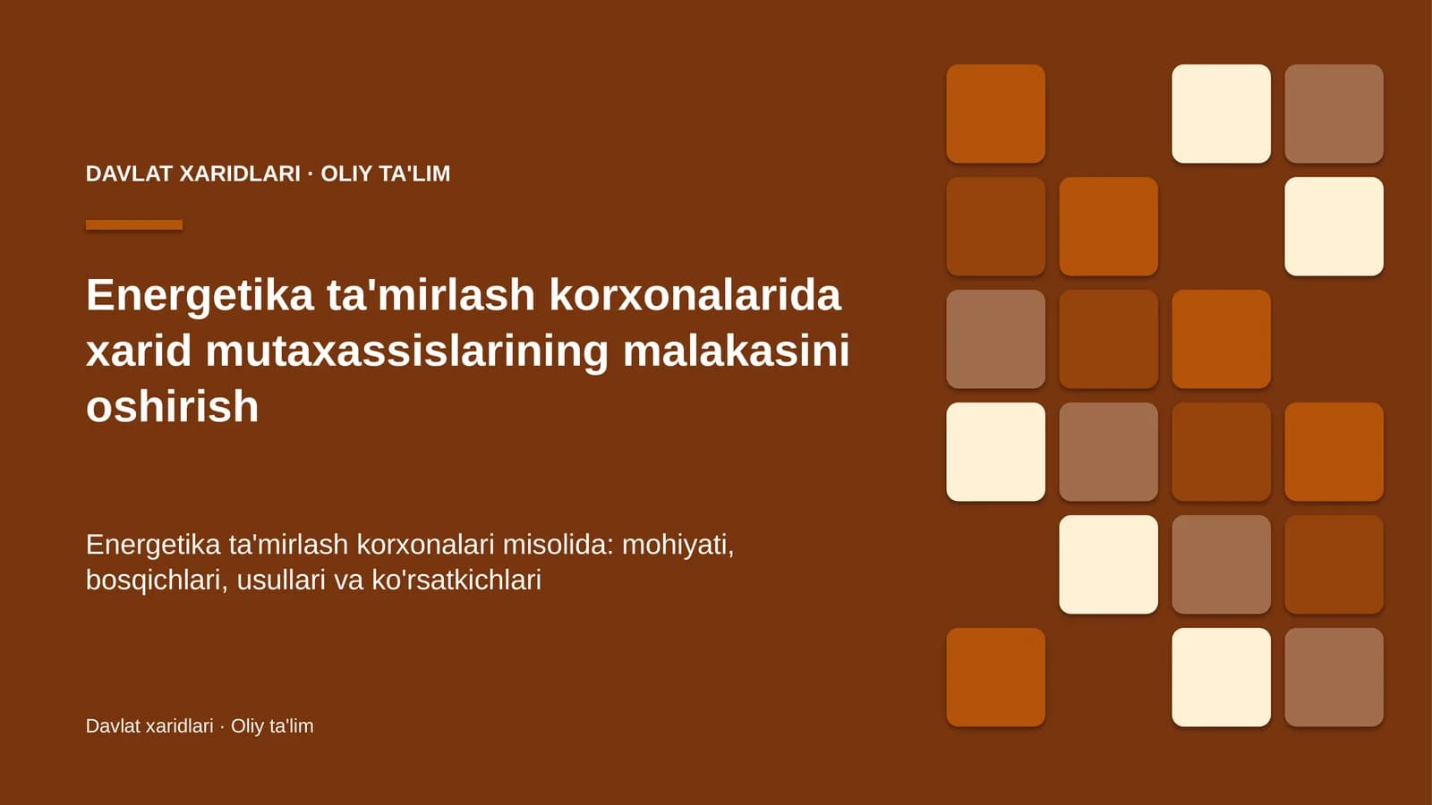 energetika ta'mirlash korxonalarida xarid mutaxassislarining malakasini oshirish 9139