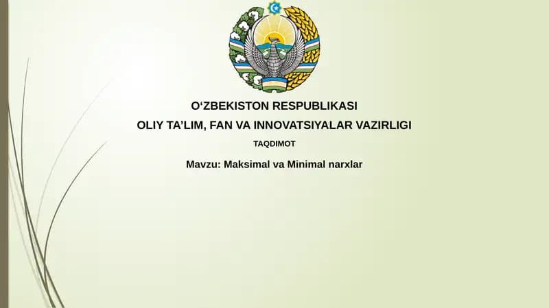 Maksimal va Minimal Narxlar