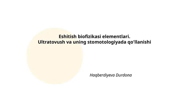 Eshitish biofizikasi elementlari
