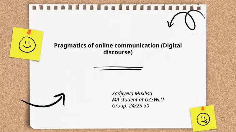 Pragmatics of online communication (Digital discourse)