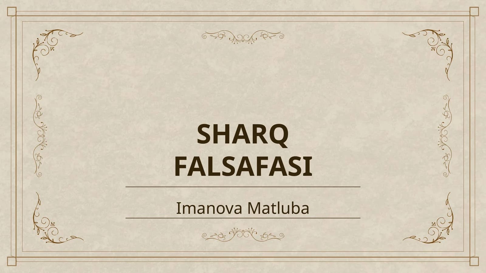 SHARQ FALSAFASI