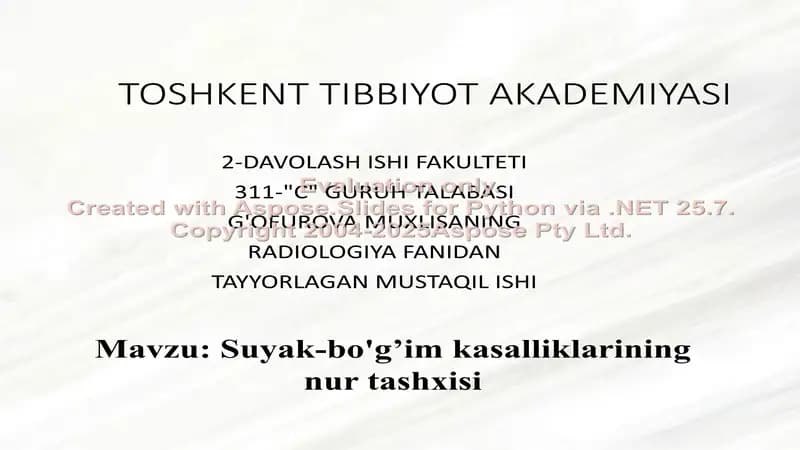 Suyak-bo'g’im kаsаlliklаrining nur tashxisi