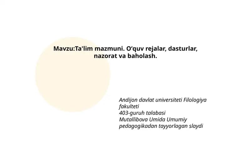 Umumiy pedagogikadan tayyorlagan slayd