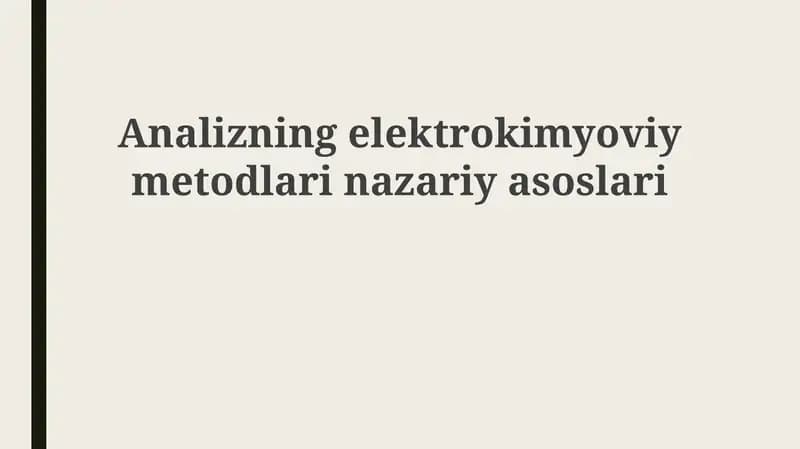 Elektrokimyoviy Analiz
