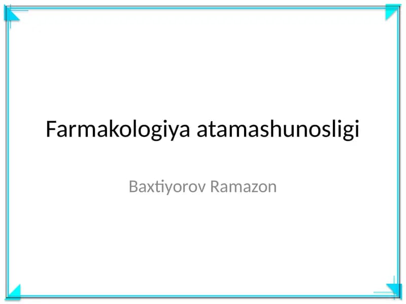 Farmakologiya atamashunosligi