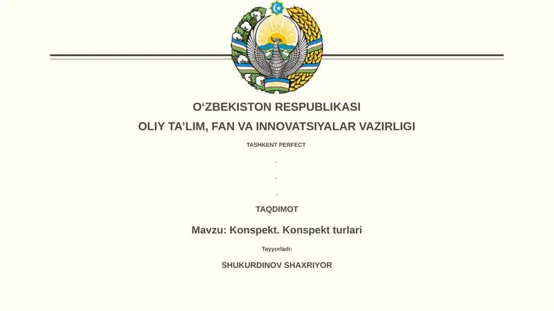 Konspekt. Konspekt turlari