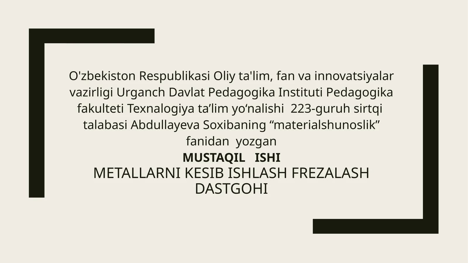 Metallarni kesib ishlash dastgohi