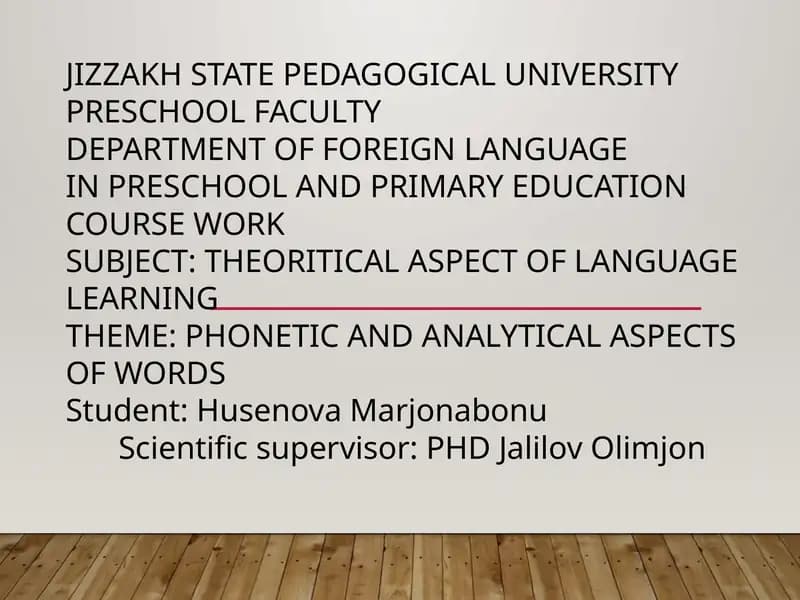 THEORITICAL ASPECT OF LANGUAGE LEARNING