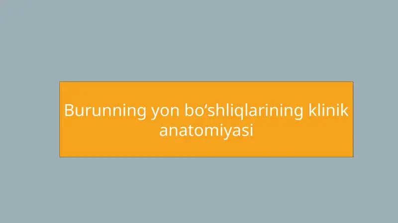 Burunning yon boʻshliqlarining klinik anatomiyasi