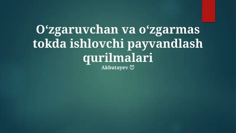 Alternativ tok (AT) payvandlash