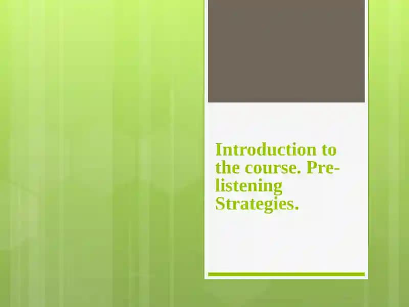 Teaching of Listening in English Classes