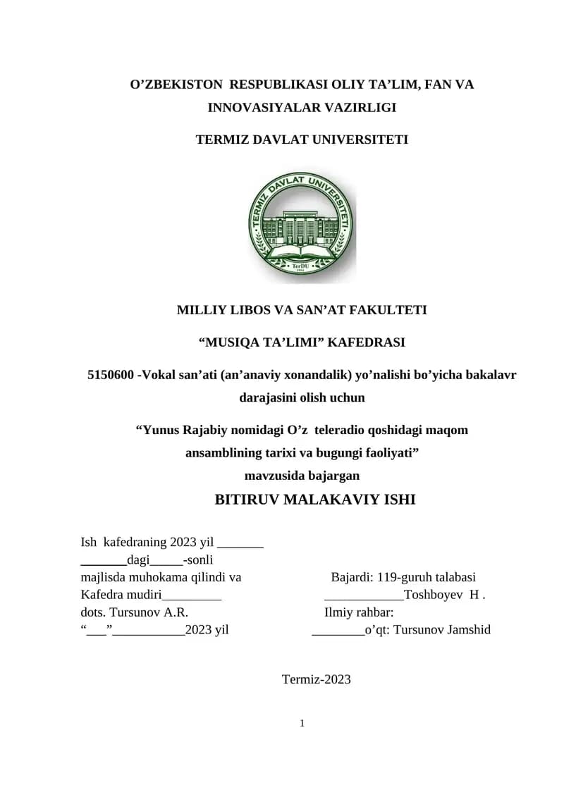 Vokal san’ati (an’anaviy xonandalik)