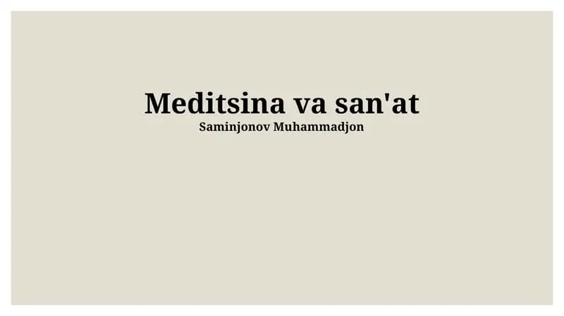 Tibbiyot va san'at: Tarix va rivojlanish