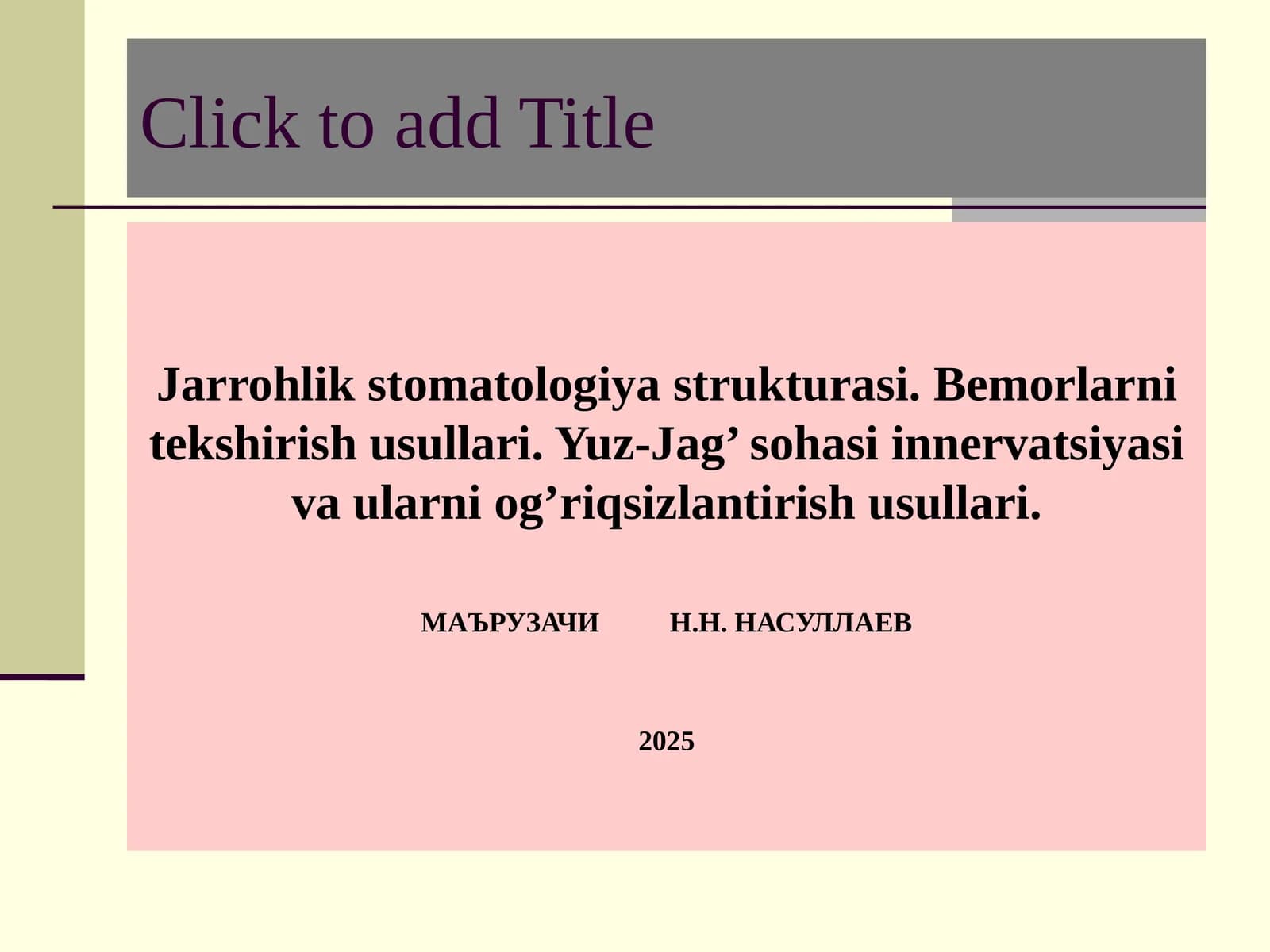 Jarrohlik stomatologiya strukturasi