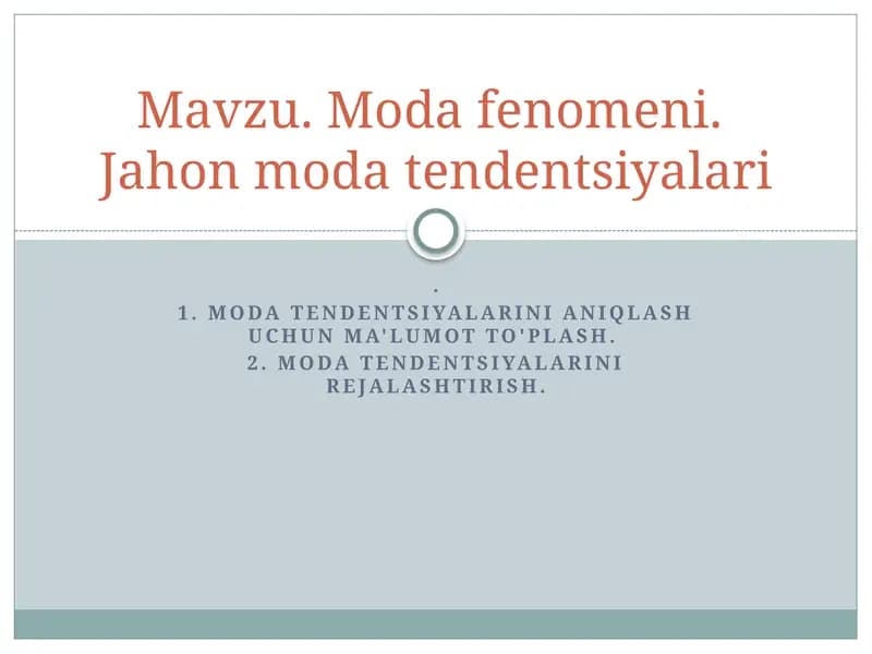 Modafenomeni. Jahon moda tendentsiyalari