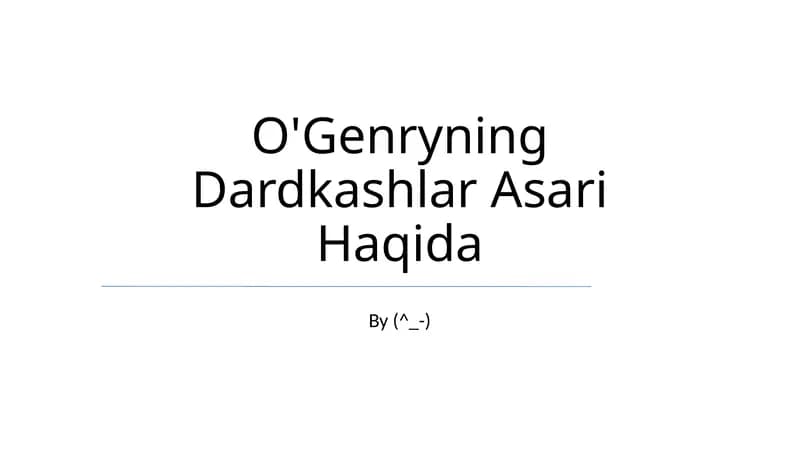O'Genryning Dardkashlar