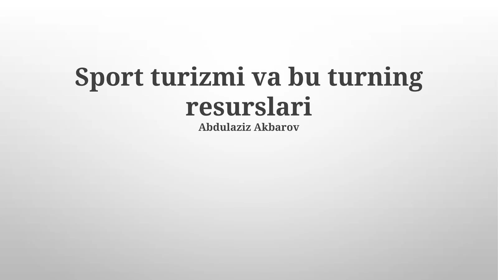 Sport Turizmi va bu Turning Resurslari