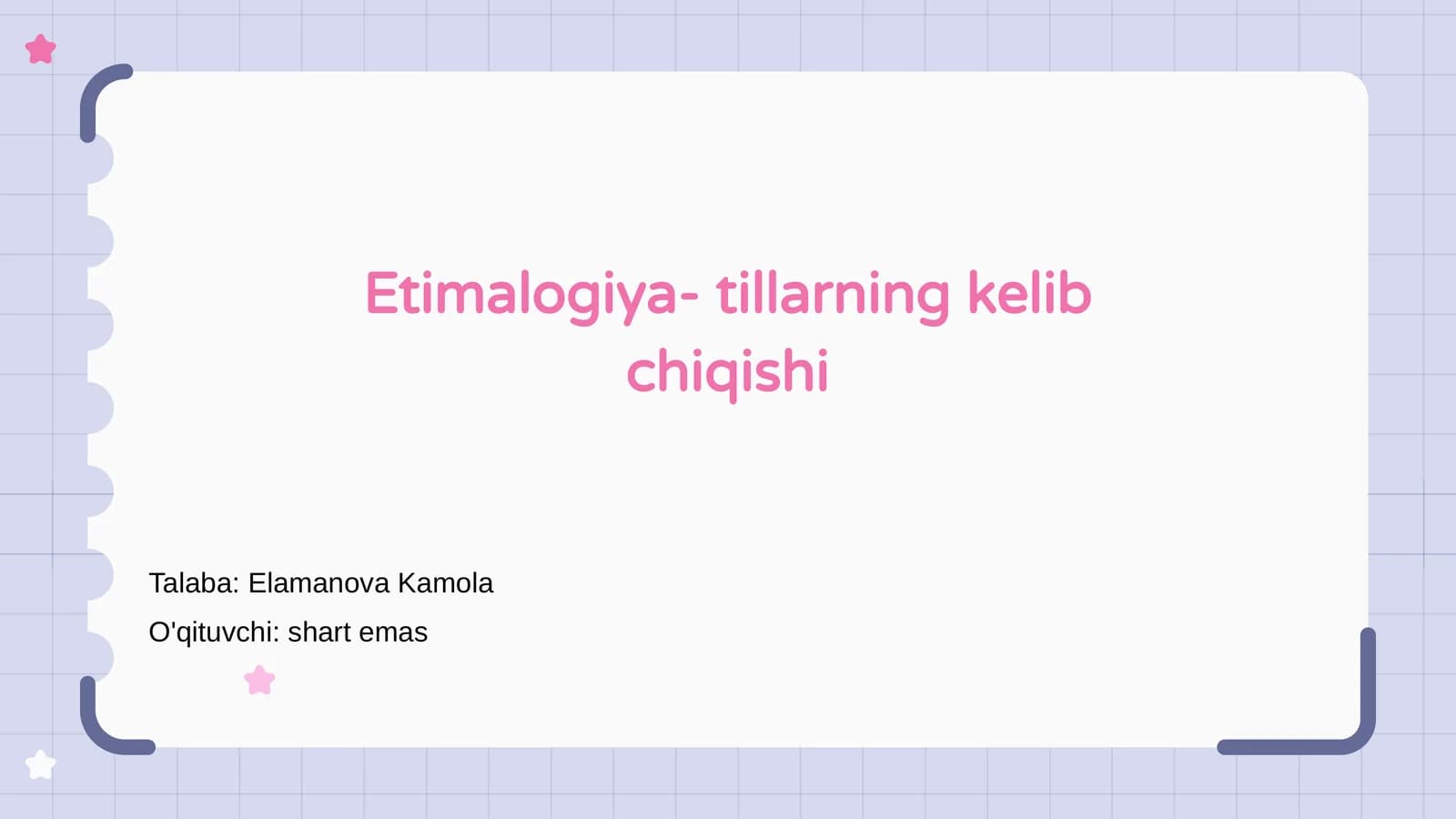 Etimalogiya- tillarning kelib chiqishi