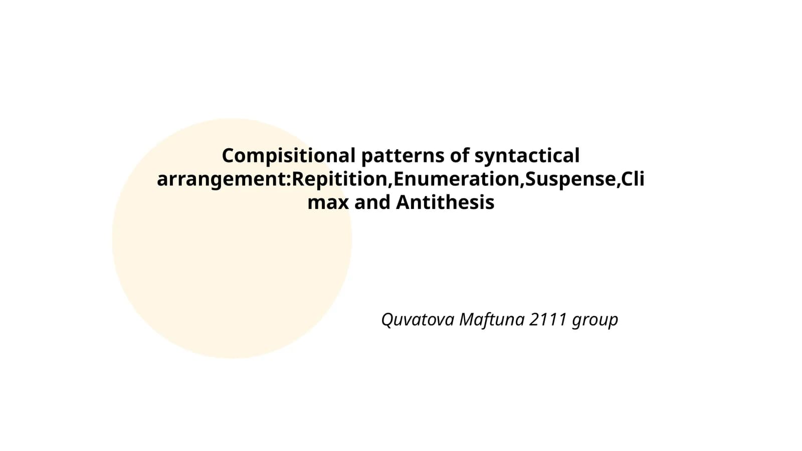 Compisitional patterns of syntactical arrangement