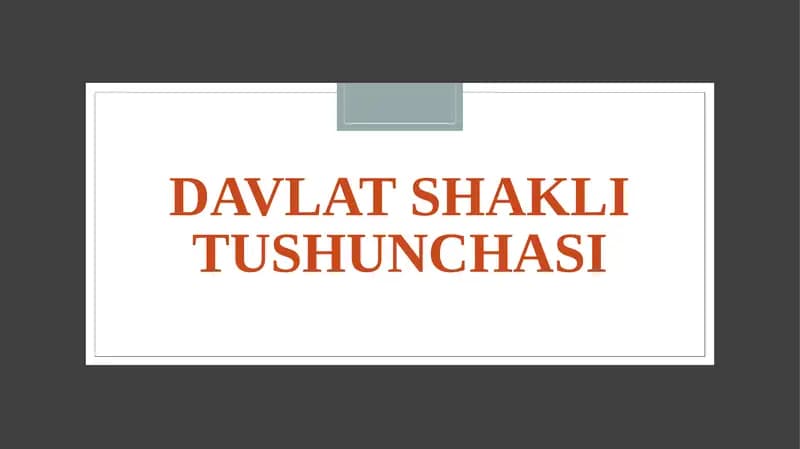 Davlat Shakli Tushunchasi