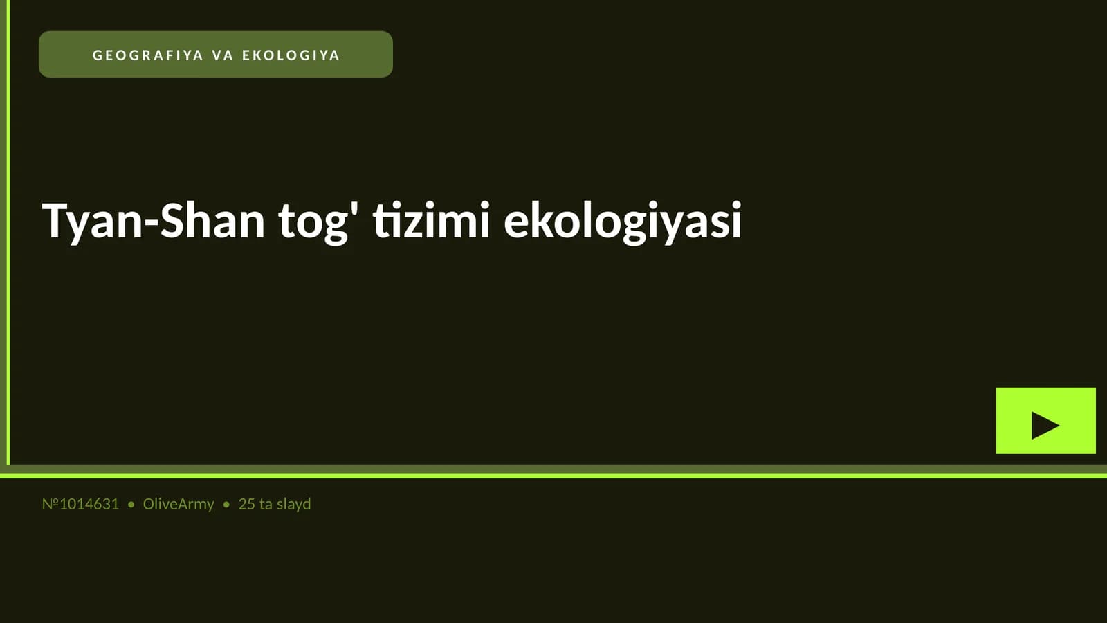 Tyan-Shan tog' tizimi ekologiyasi