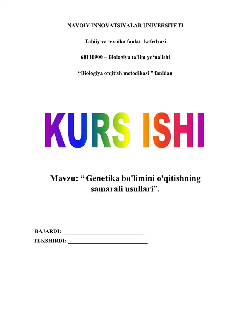 Genetika bo'limini o'qitishning samarali usullari