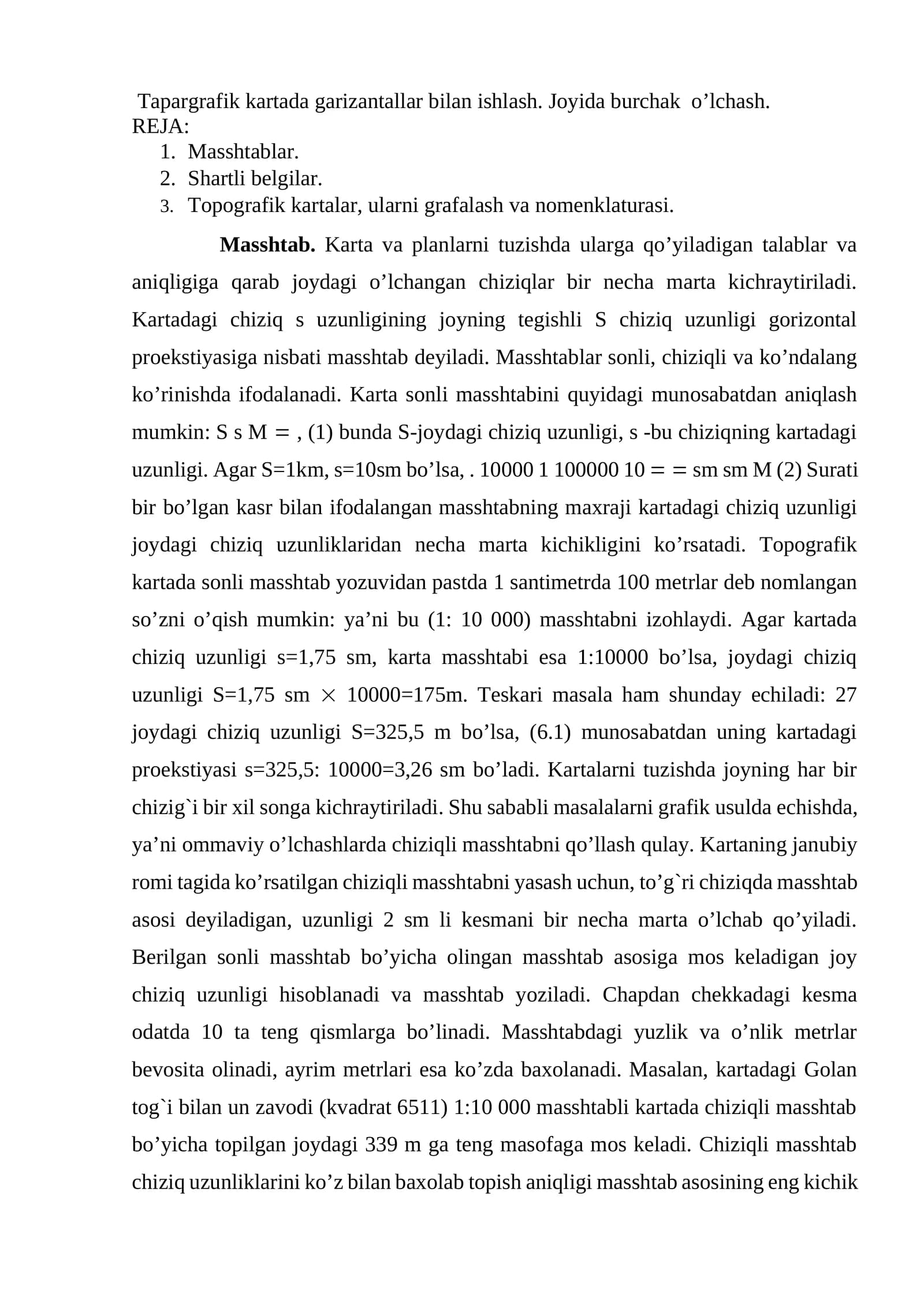 Tapargrafik kartada garizantallar bilan ishlash