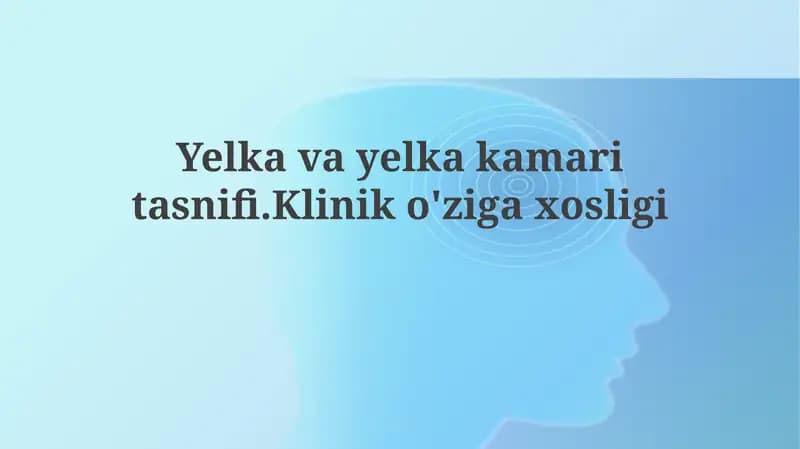 Yelka va elka kamarining tasnifi