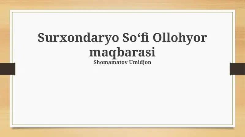 Surxondaryo Soʻfi Ollohyor maqbarasi