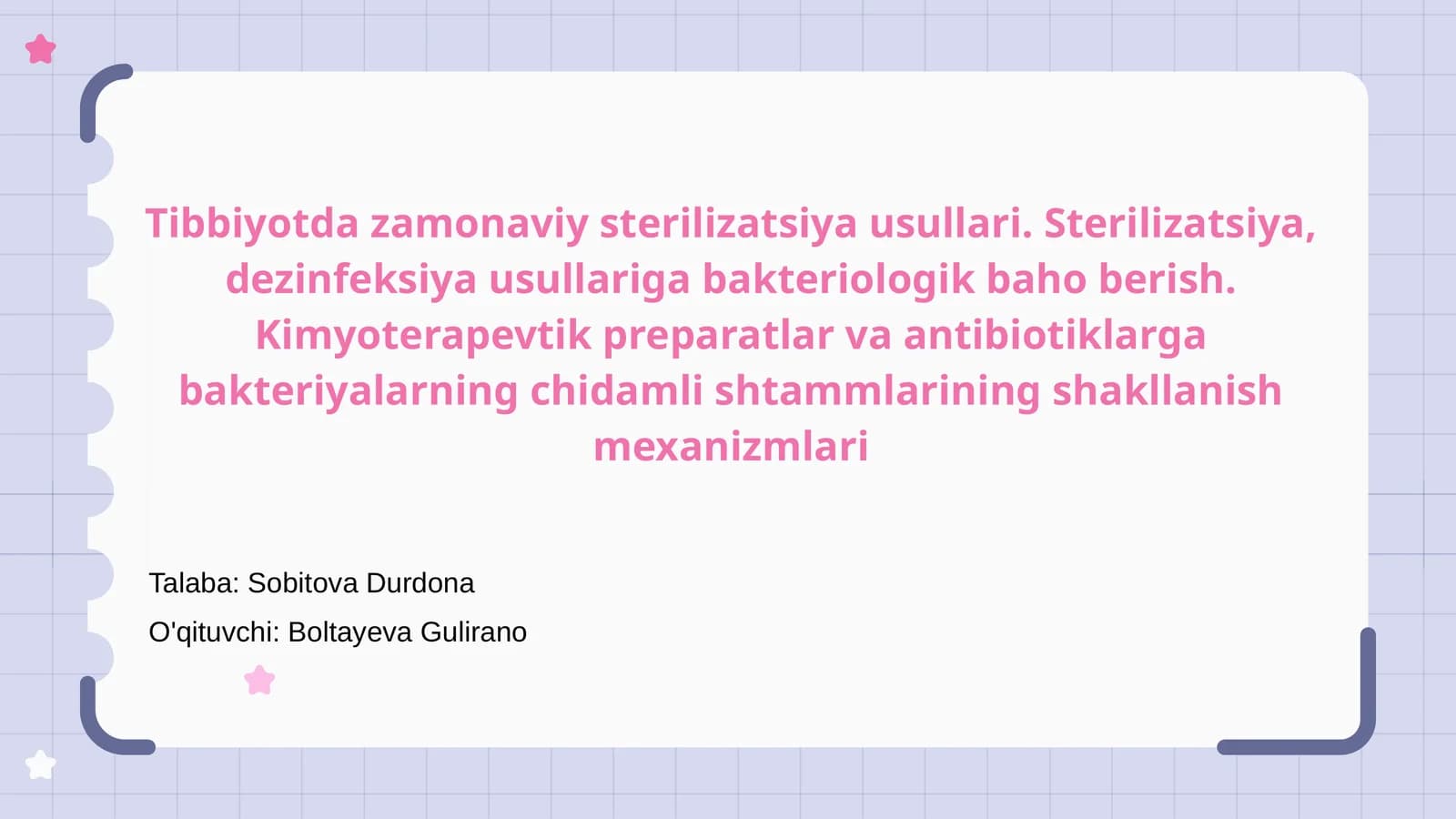 Tibbiyotda zamonaviy sterilizatsiya usullari