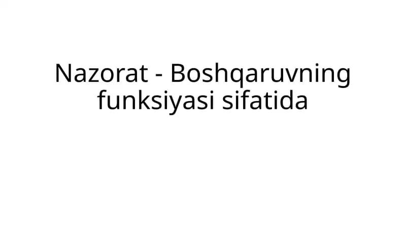 Nazorat-Boshqaruvning funksiyasi sifatida