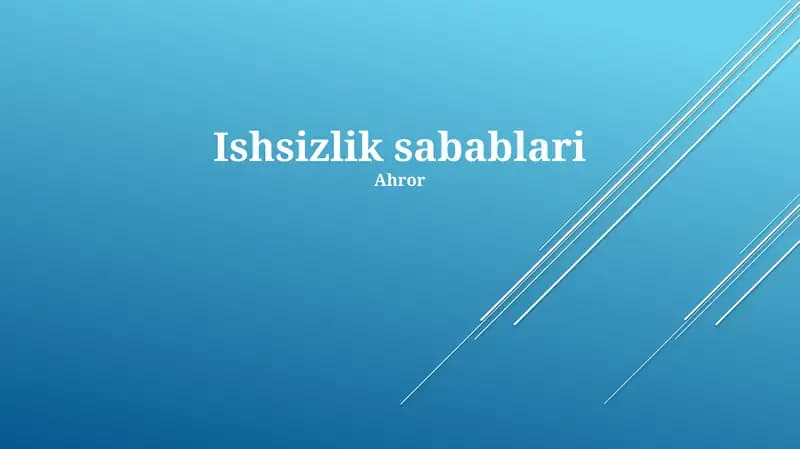 Ishsizlik sabablari