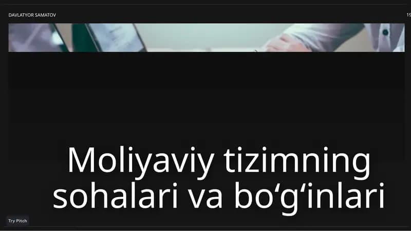 Moliyaviy tizimning sohalari va boʻgʻinlari
