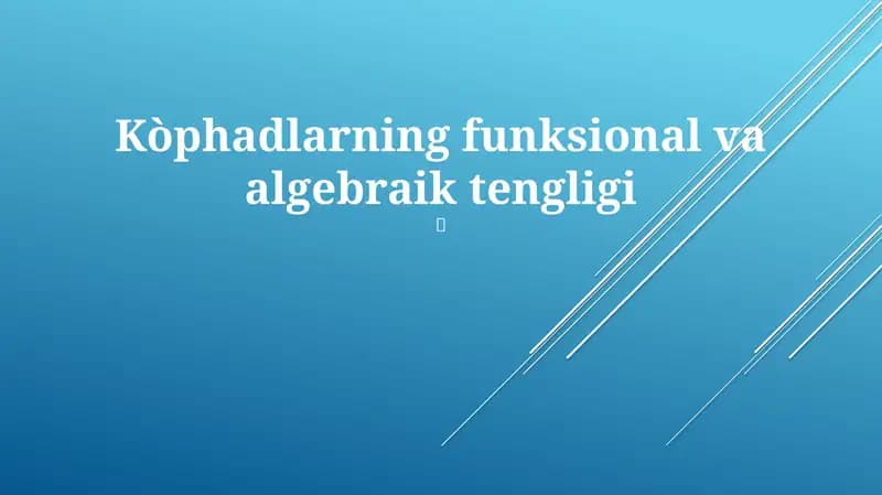 Kòphadlarning funksional va algebraik tengligi