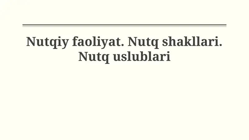 Nutq faoliyati
