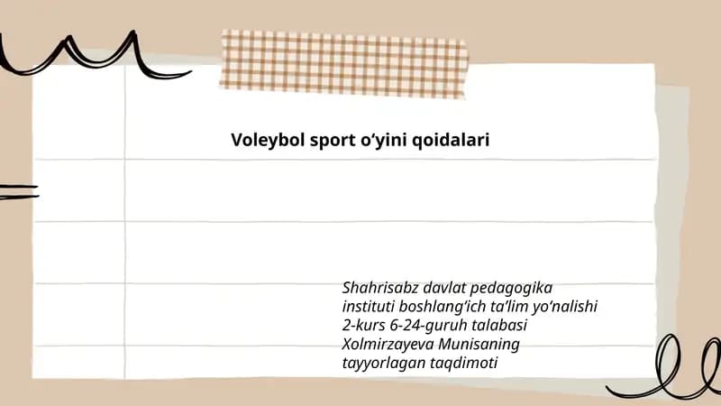 Voleybol sport oʻyini qoidalari