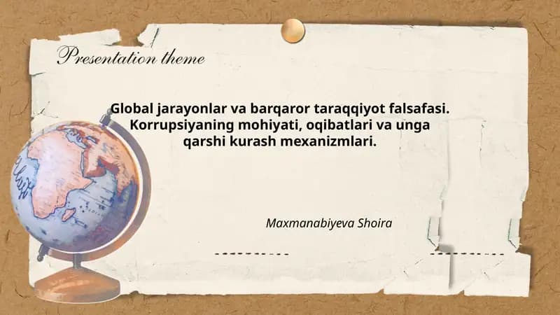 Global jarayonlar va barqaror taraqqiyot falsafasi