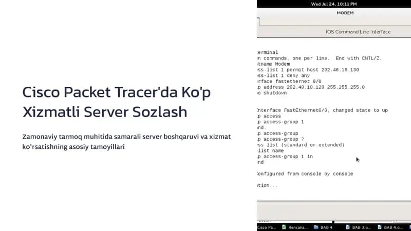 Cisco Packet Tracer'da Ko'p Xizmatli Server Sozlash