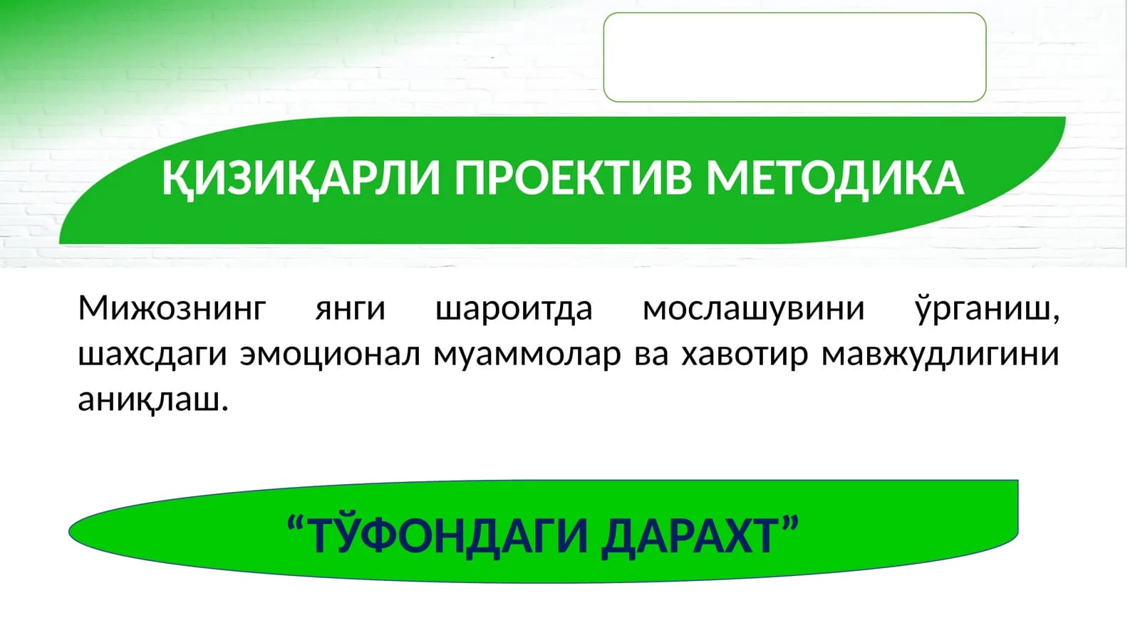 ҚИЗИҚАРЛИ ПРОЕКТИВ МЕТОДИКА