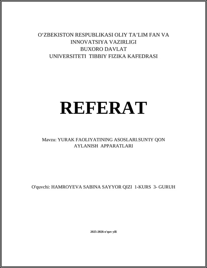 Yurak faoliyating asoslari