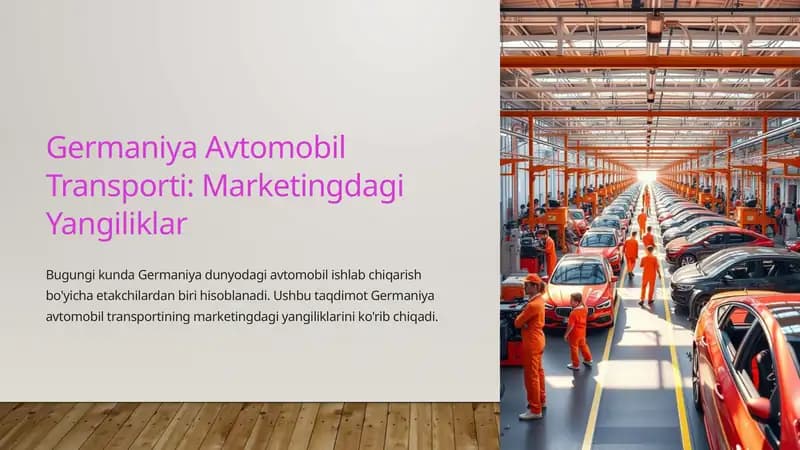 Germaniya Avtomobil Transporti: Marketingdagi Yangiliklar