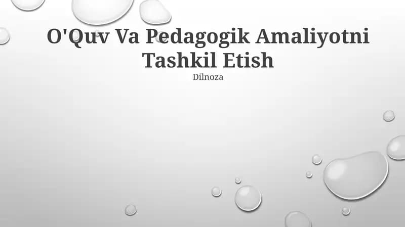 O'Quv Va Pedagogik Amaliyotni Tashkil Etish