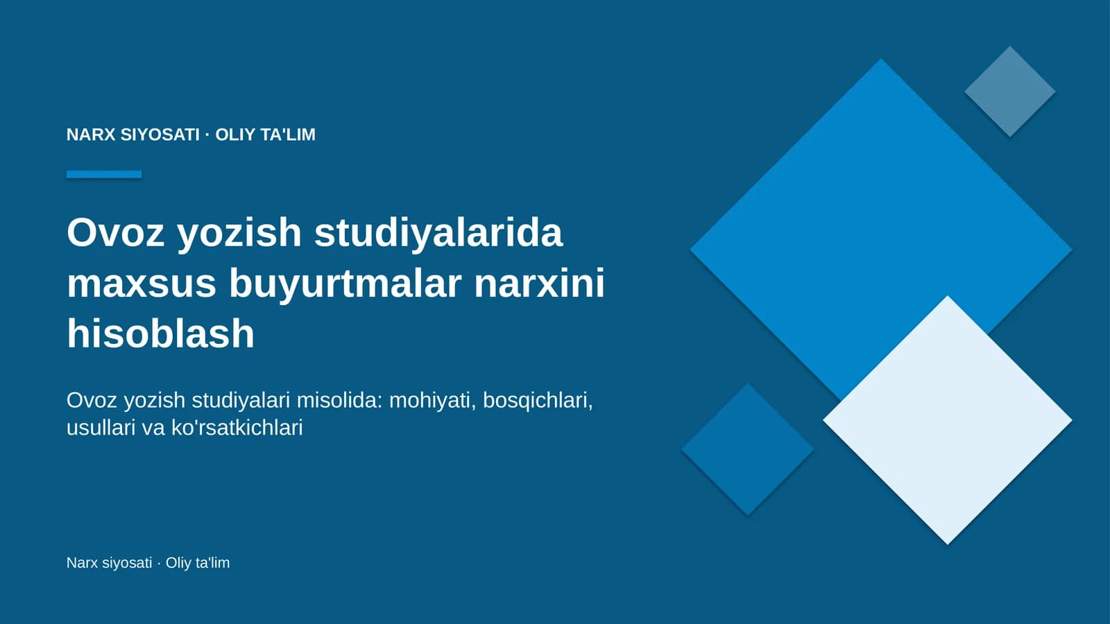 ovoz yozish studiyalarida maxsus buyurtmalar narxini hisoblash 6727