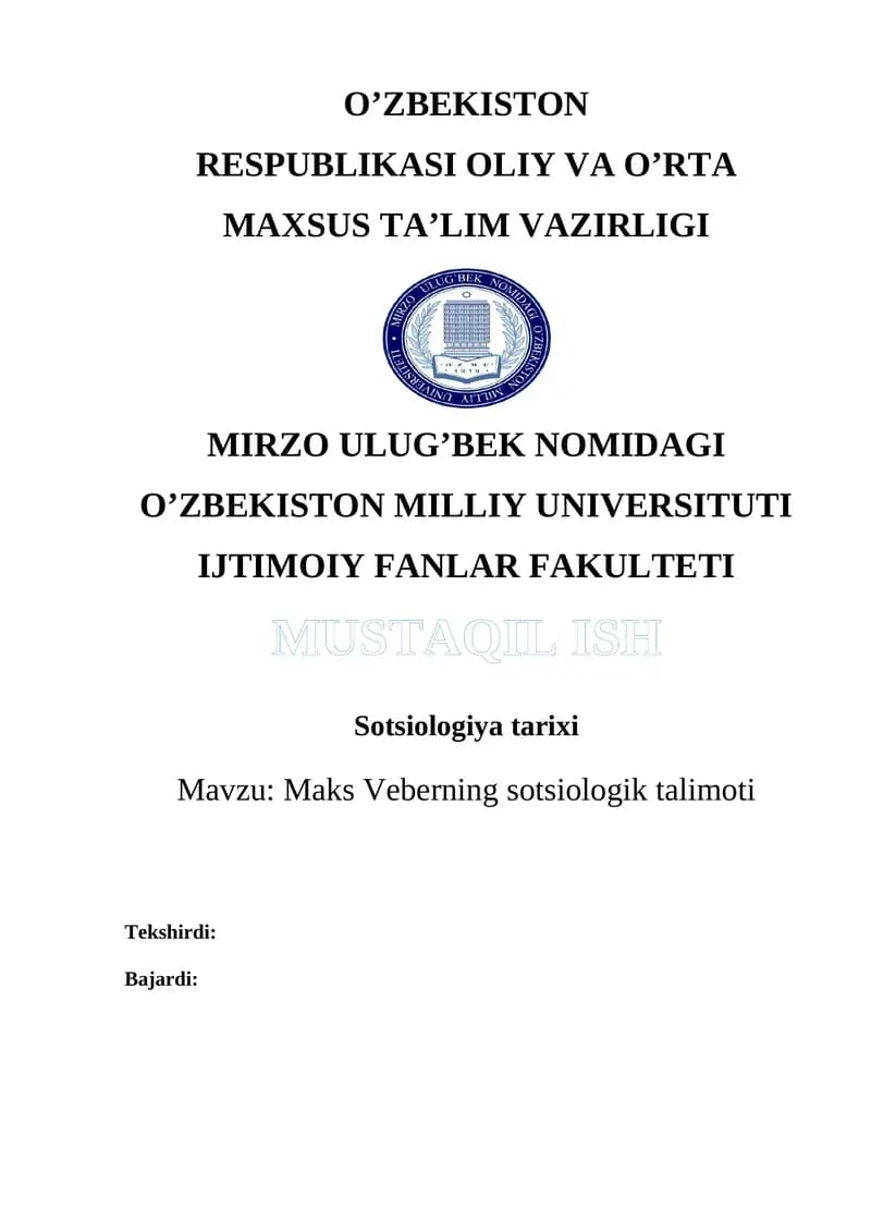 Maks Veberning sotsiologik talimoti