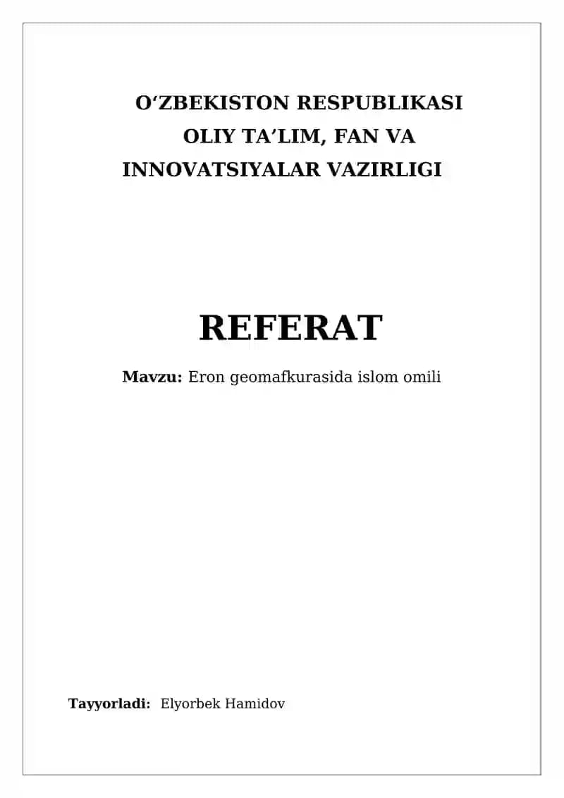 Eron geomafkurasida islom omili