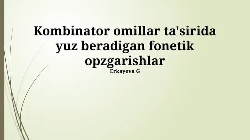 Kombinatorika va fonetik opzgarishlar